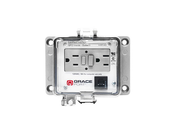 Grace Engineered Products H-RF5-K3 Receptacle Inside-Outlet GFCI Utility Amperage Rating 20 AMP Voltage Rating 120 VAC Material Cast Aluminum Base